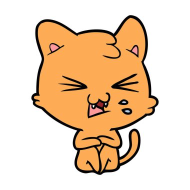 vektör çizim karikatür kedi tıslama