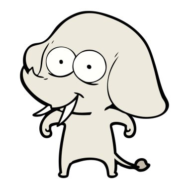 mutlu çizgi film fil vektör çizim