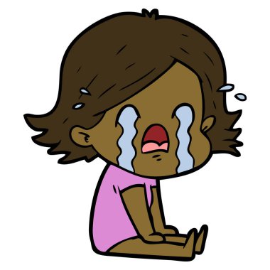 vektör çizim karikatür kadının ağladığını