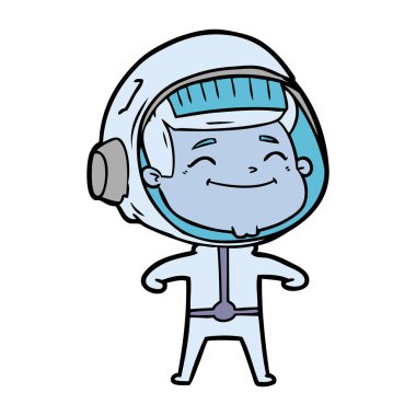 mutlu karikatür astronot vektör çizim