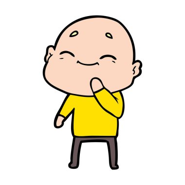 mutlu karikatür kel adam