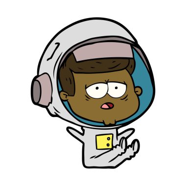 vektör çizim karikatür yorgun astronot