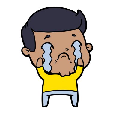 vektör çizim karikatür adam ağlıyor