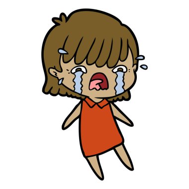 vektör çizim karikatür kız ağlıyor