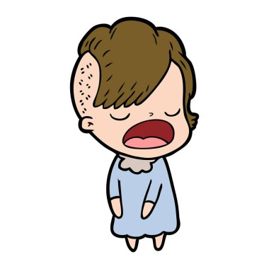 konuşuyor karikatür serin hippi kız