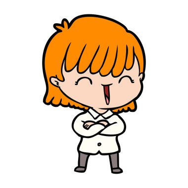 Çizgi filmdeki kadının vektör çizimi