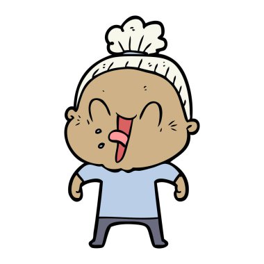 karikatür mutlu yaşlı kadın