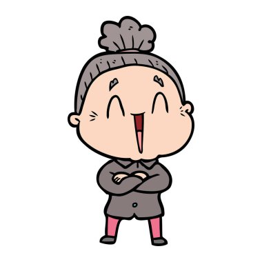 karikatür mutlu yaşlı kadın