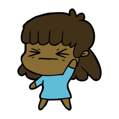 Çizgi filmdeki kadının vektör çizimi