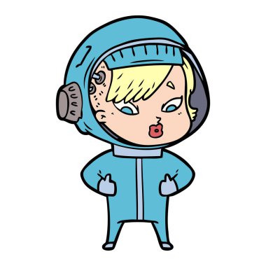 vektör çizim karikatür astronot kadın