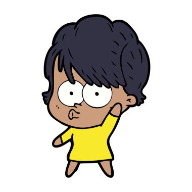 Çizgi filmdeki kadının vektör çizimi