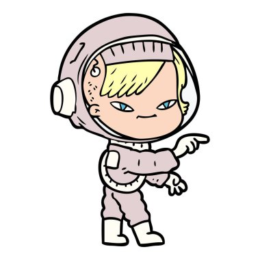 vektör çizim karikatür astronot kadın