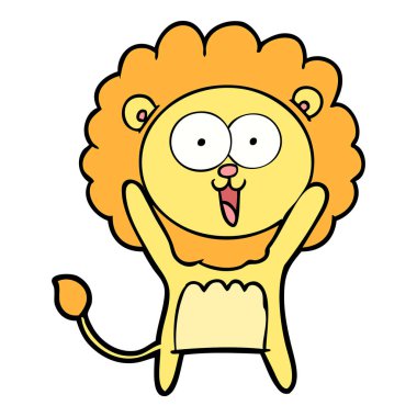 mutlu karikatür aslan vektör çizim