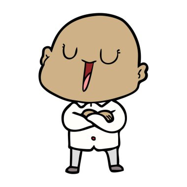 mutlu karikatür kel adam