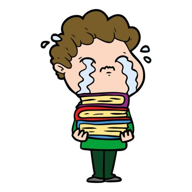 vektör çizim karikatür adam ağlıyor