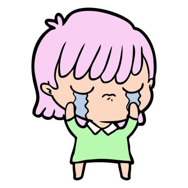 vektör çizim karikatür kadının ağladığını