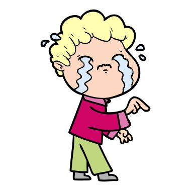 vektör çizim karikatür adam ağlıyor