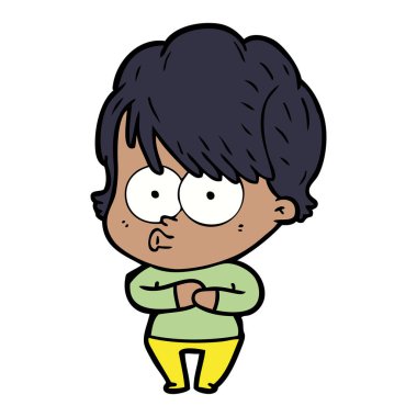 Çizgi filmdeki kadının vektör çizimi