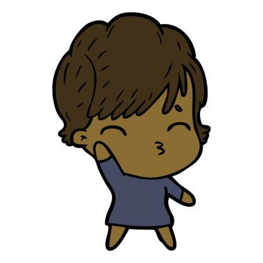 vektör çizim karikatür kadın düşünme