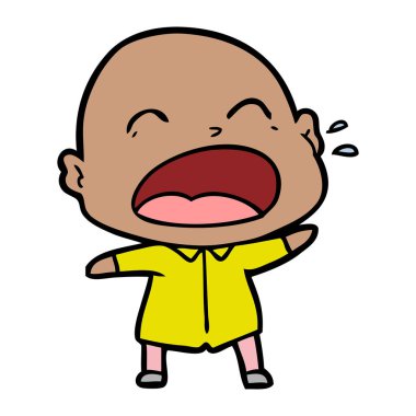 karikatür bağırarak kel adam