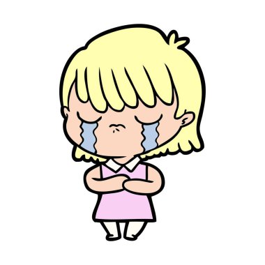 vektör çizim karikatür kadının ağladığını