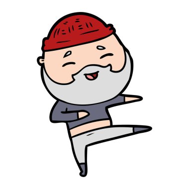 Çizgi film mutlu sakallı adam