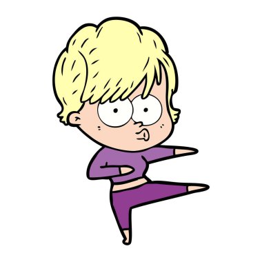 Çizgi filmdeki kadının vektör çizimi