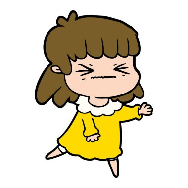 vektör çizim karikatür kızgın kız