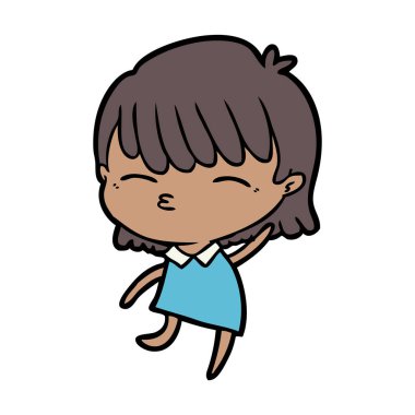 Çizgi filmdeki kadının vektör çizimi