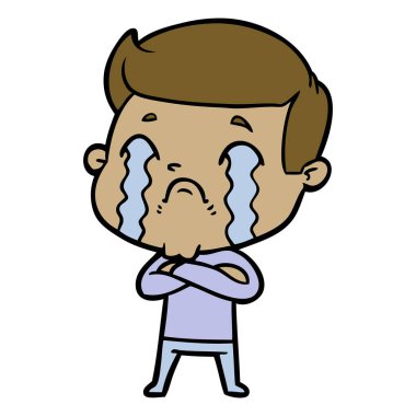 vektör çizim karikatür adam ağlıyor