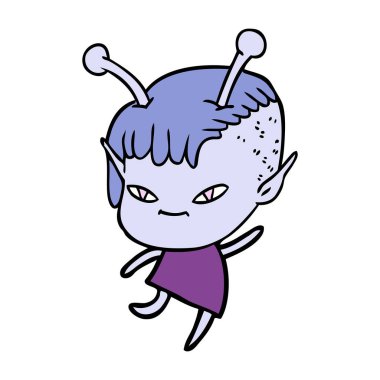 vektör çizim karikatür uzaylı kız