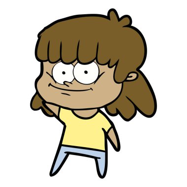 vektör çizim karikatür kız gülümseyerek