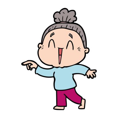 karikatür mutlu yaşlı kadın