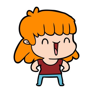 Çizgi filmdeki kadının vektör çizimi