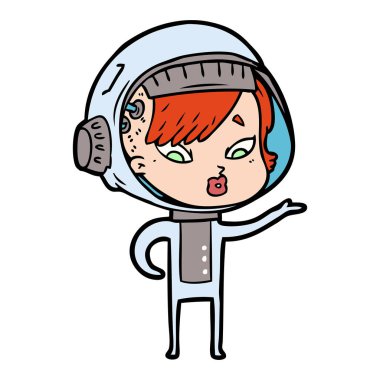 vektör çizim karikatür astronot kadın