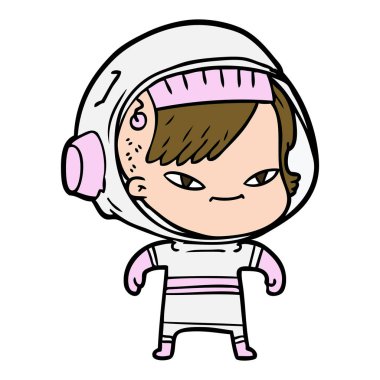vektör çizim karikatür astronot kadın