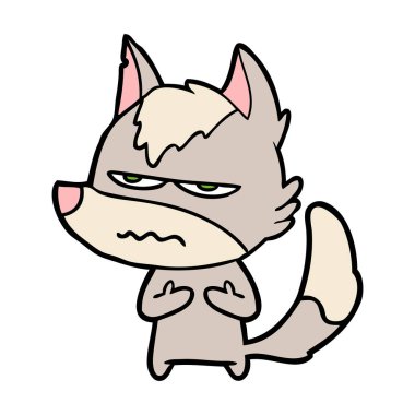 vektör çizim karikatür rahatsız kurt