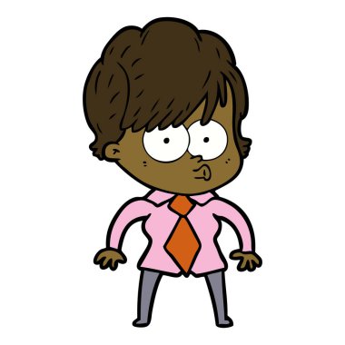 Çizgi filmdeki kadının vektör çizimi 