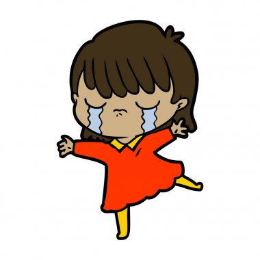 vektör çizim karikatür kadının ağladığını