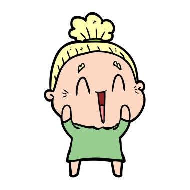 karikatür mutlu yaşlı kadın