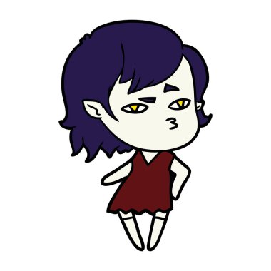 Çizgi filmdeki vampir kızın vektör çizimi