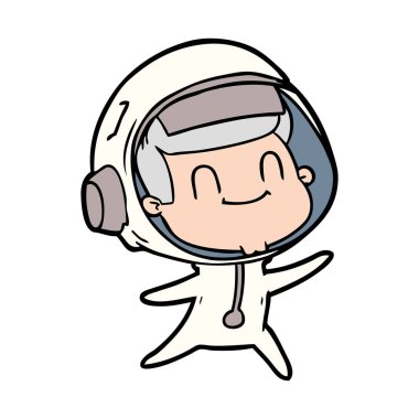 mutlu karikatür astronot vektör çizim