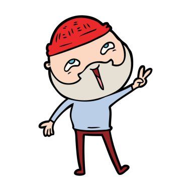 Çizgi film mutlu sakallı adam