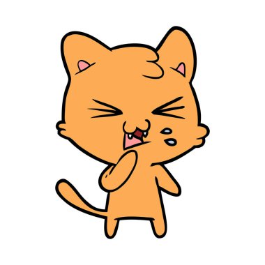 vektör çizim karikatür kedi tıslama