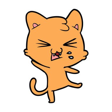 vektör çizim karikatür kedi tıslama