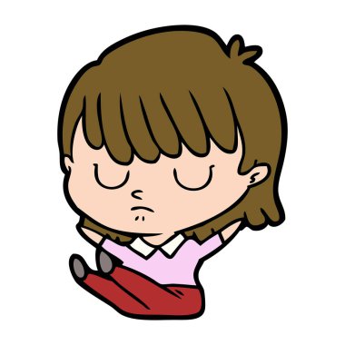 Çizgi filmdeki kadının vektör çizimi