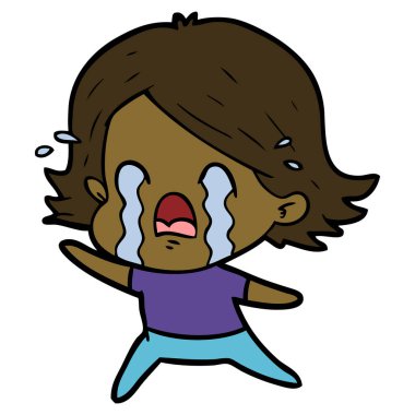 vektör çizim karikatür kadının ağladığını