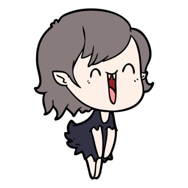 sevimli çizgi mutlu vampir kız