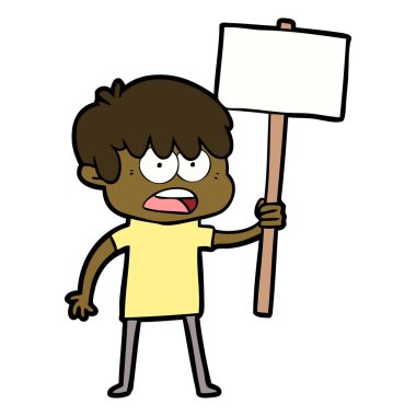 endişeli çizgi film çocuk vektör çizim