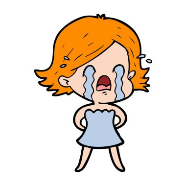 vektör çizim karikatür kadının ağladığını